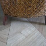 Woven rattan armchair and exotic wood - Colonial style - 1980s