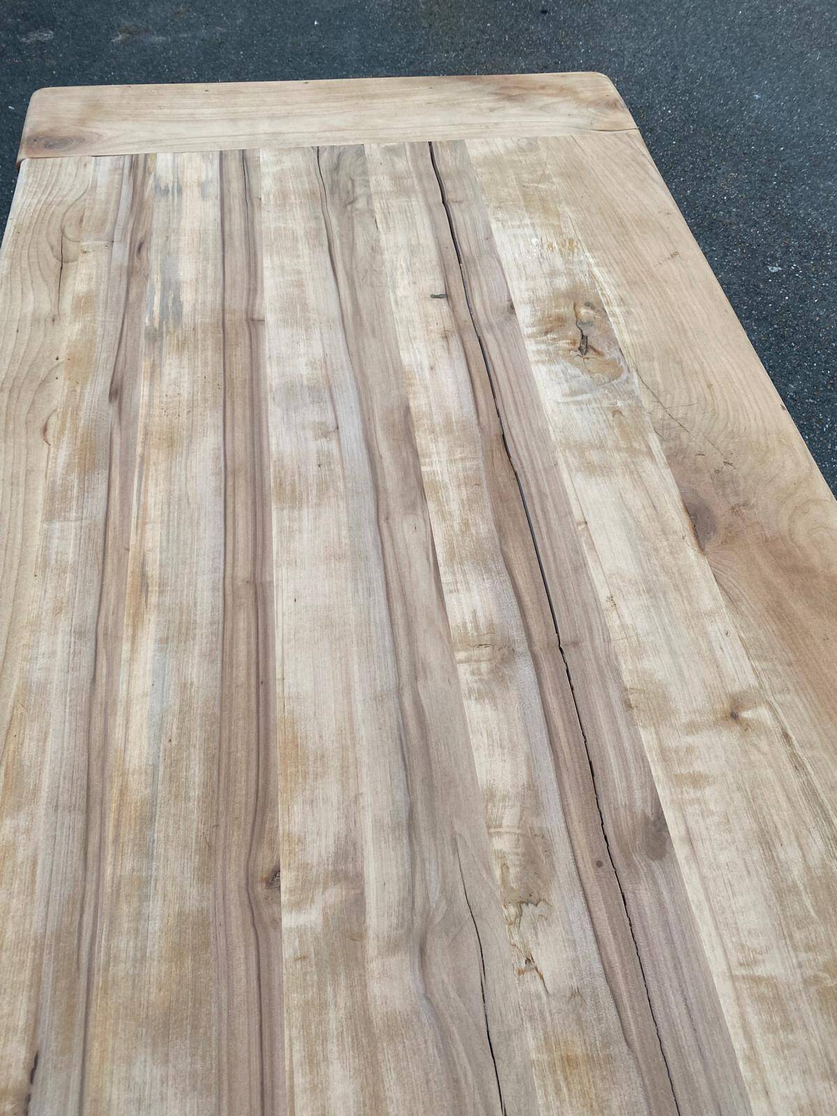 Renovated extendable farmhouse dining table made of solid wood, 200cm, 1950.