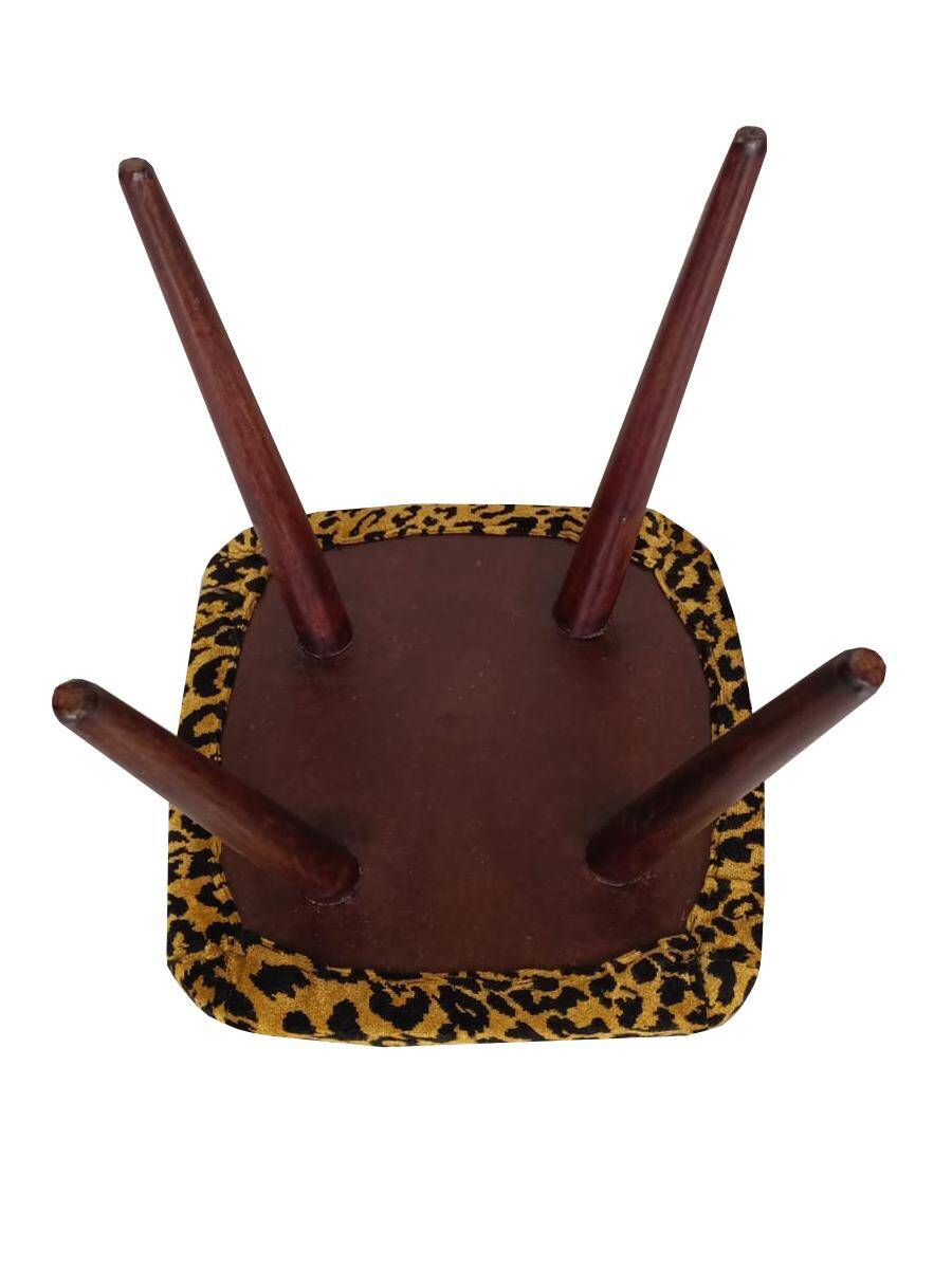 Mid-century leopard velvet stool, Europe, 1960s