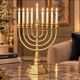 Vintage Candelabras 9 Branch Menorah Jewish Judaica Golden Candle Holders Brass