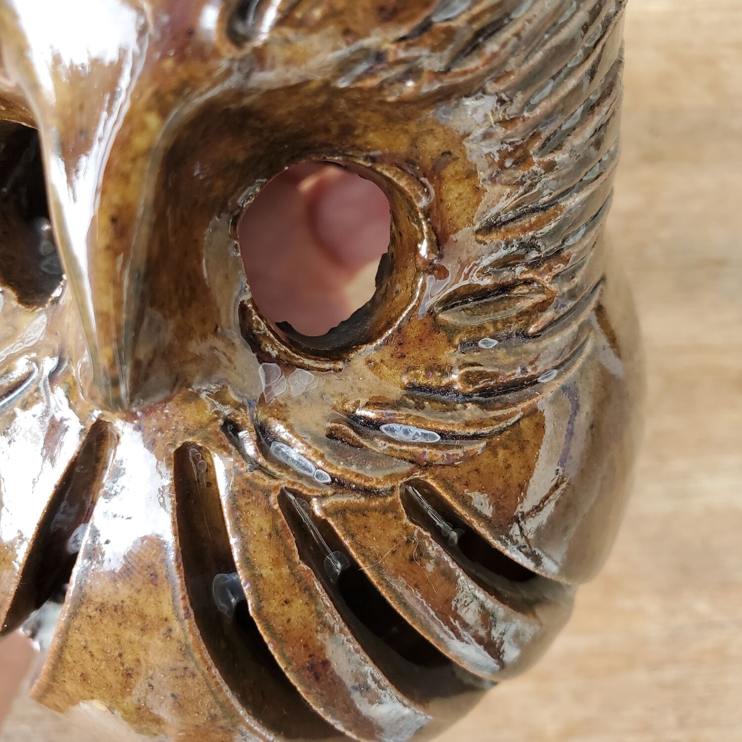 Stoneware owl candle holder