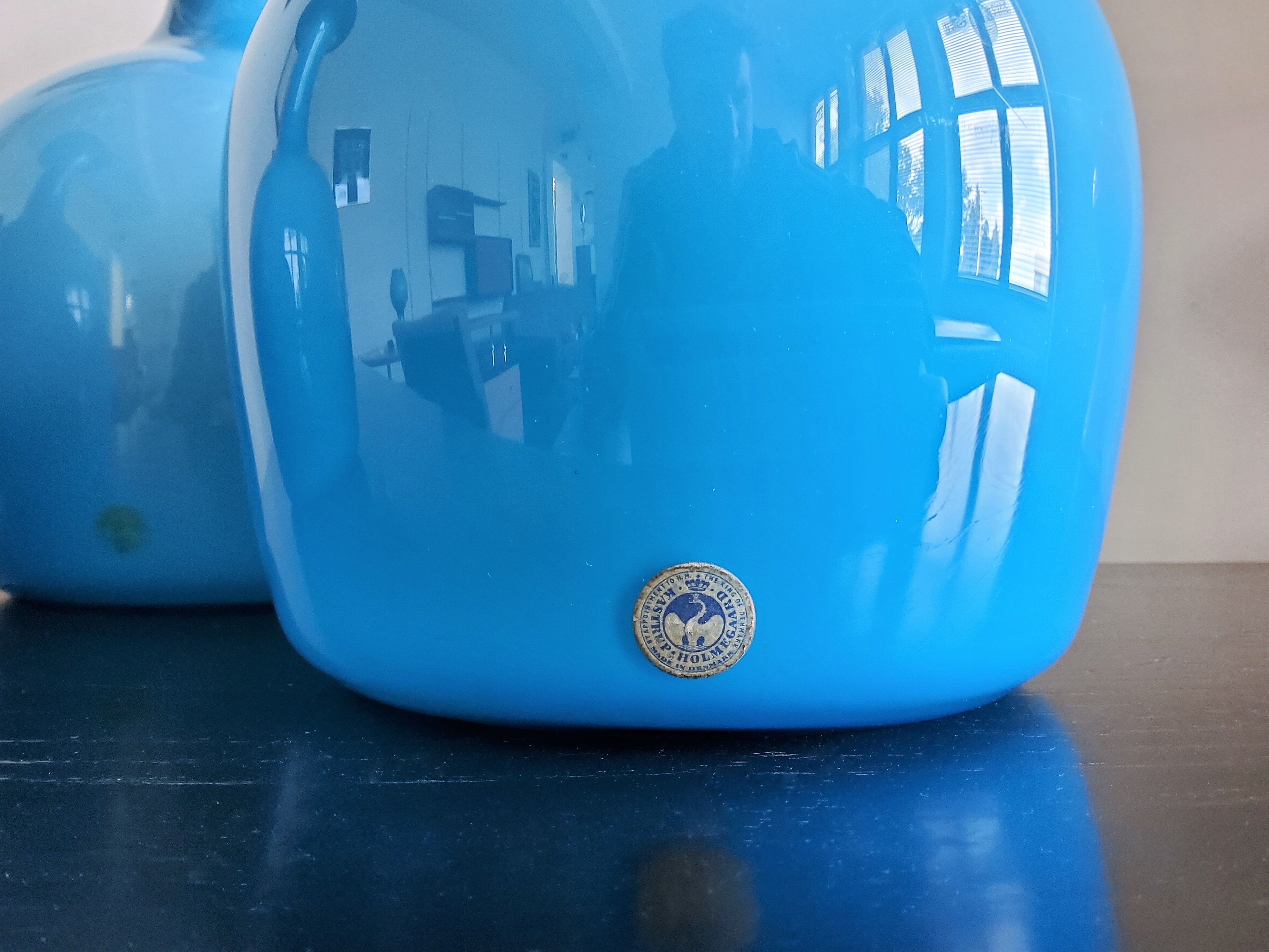 Set of 3 Opal Blue Glass 'Carnaby' Vases by Per Lütken for Holmegaard