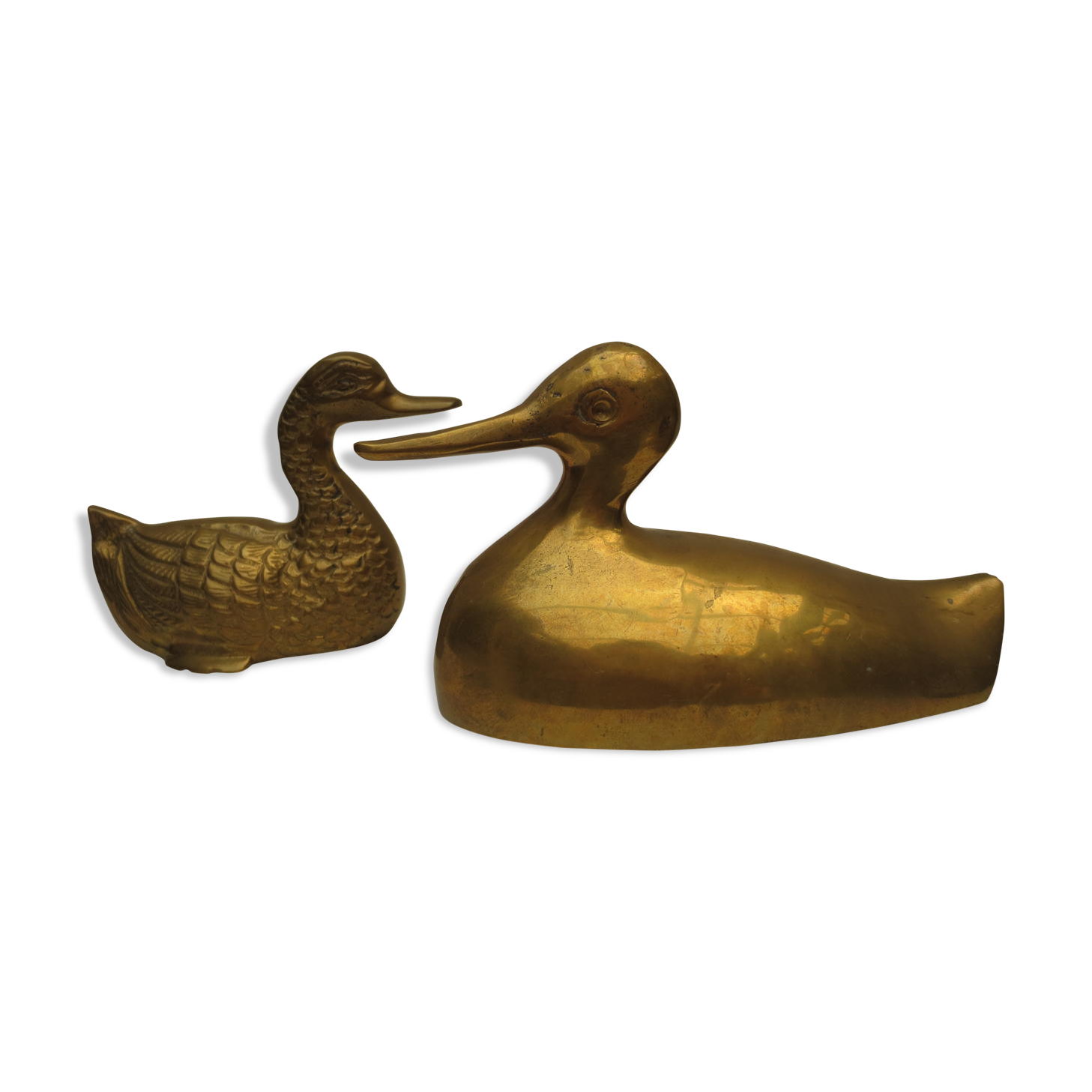 Vintage brass duck duo