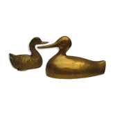Vintage brass duck duo