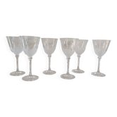 6 verres à pied Cristal d’Arques Folia – années 1970-1980