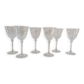 6 crystal stem glasses from Cristal d’Arques Folia – 1970s-1980s
