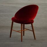 Mid-century toilet chair in oak and red velvet, by a Danish cabinetmaker, 1950s.
