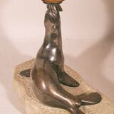 Lampe "otarie" art deco en bronze argenté