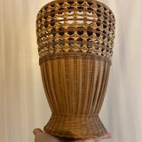 Vase, cache-pot vintage en rotin
