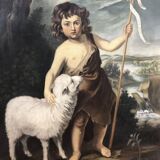 Painting Oil on canvas after Murillo Saint Jean Batiste early 20th century