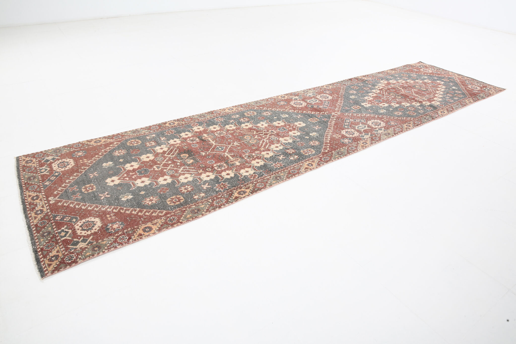 3x13 Persian Antique Runner Rug, 94x387Cm