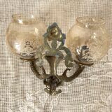 Double retro wall light with etched glass