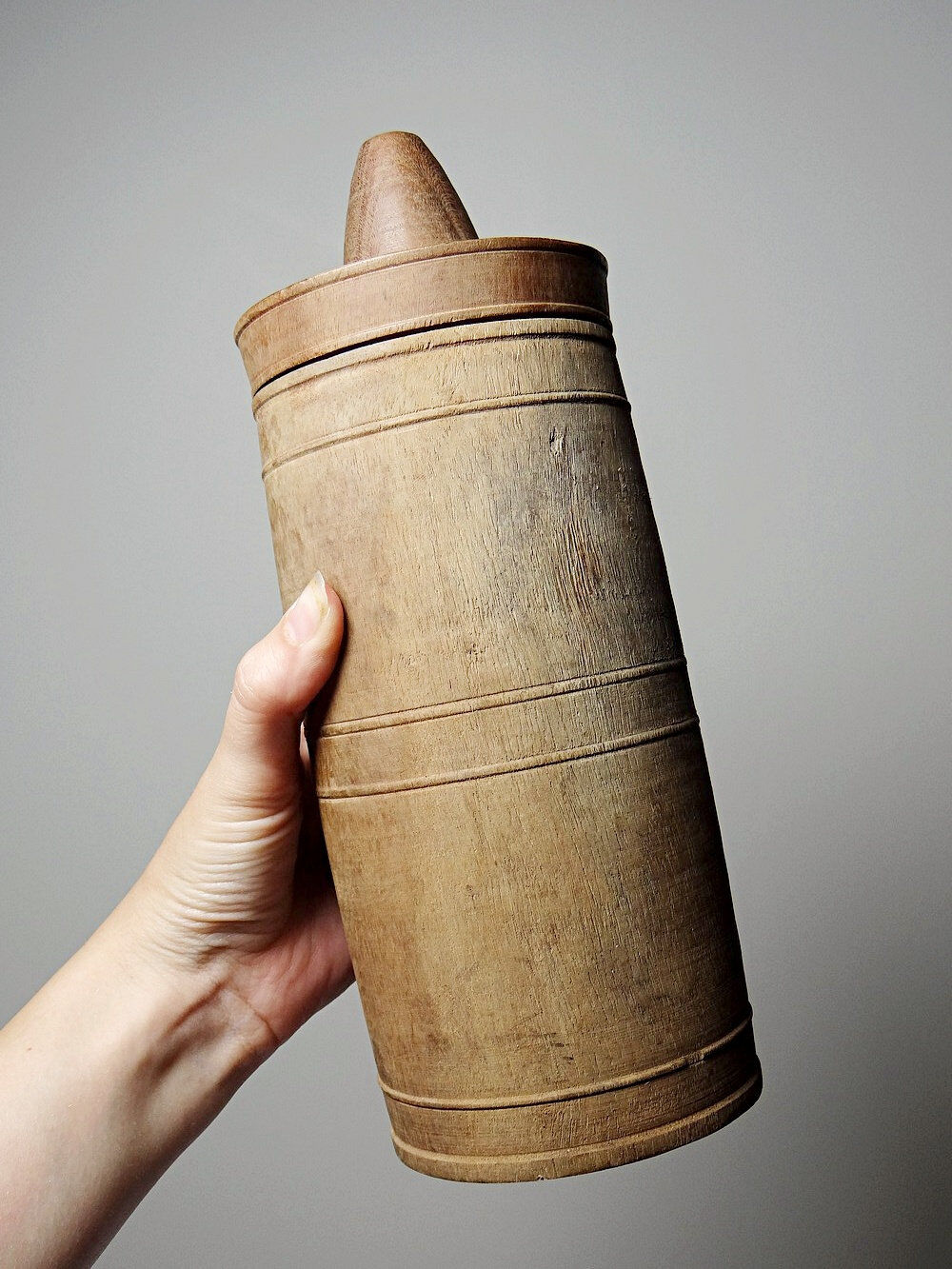 Old turned wooden case/box, 19th-20th century, mechanical? beekeeping?