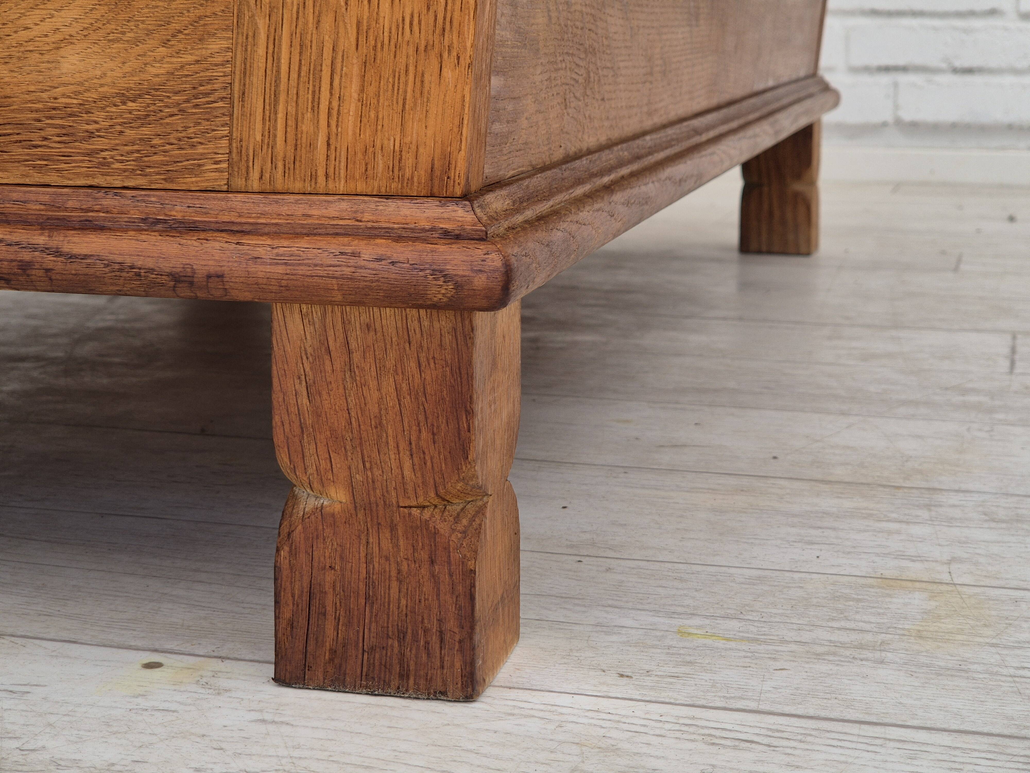 1960s, Danish 2 seater sofa, furniture wool, oak wood, orginal condition.