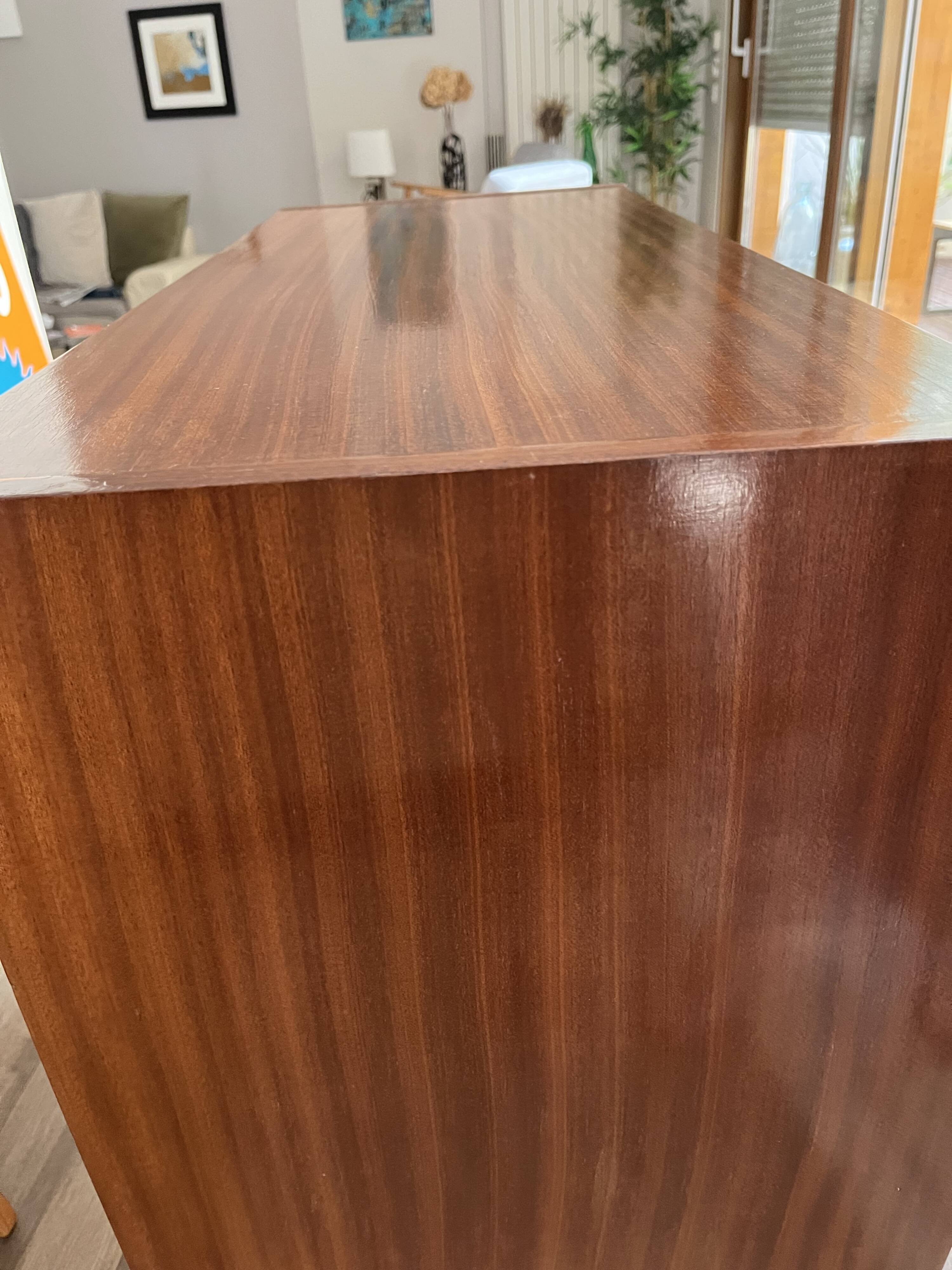 1960s teak veneered sideboard with brass details