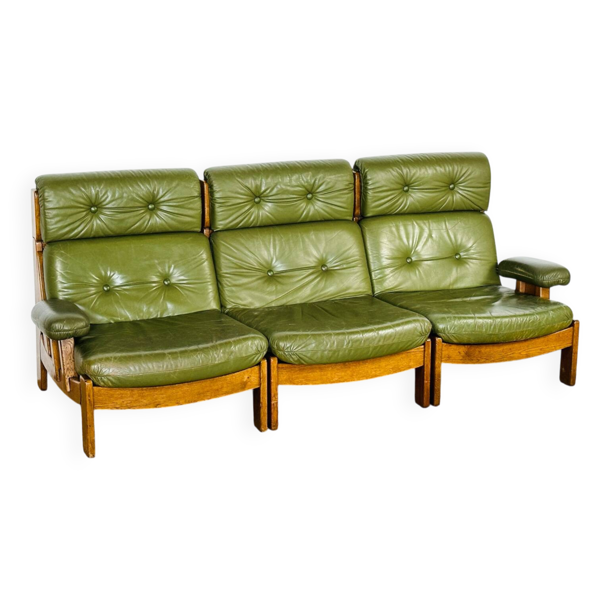 Vintage Scandinavian leather sofa from the 1960s.