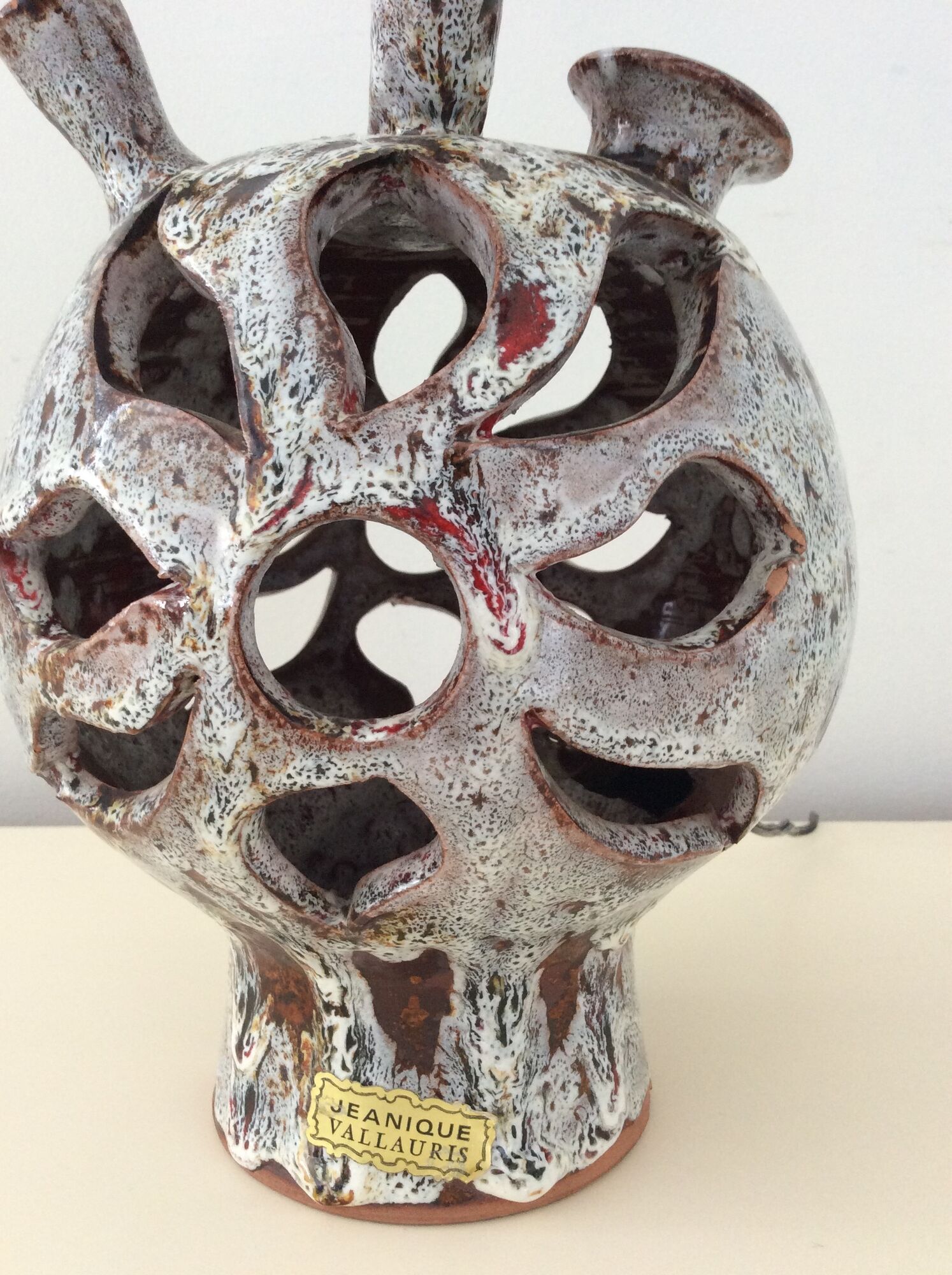 Vallauris lamp from the 60s in openwork ceramic