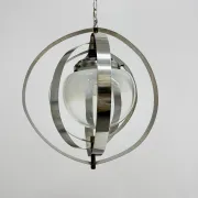 Mid-century glass sphere hanging pendant glass lamp design 1970’s space age Italy