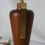 Vintage lamp base Maison le Dauphin in mahogany and brass.