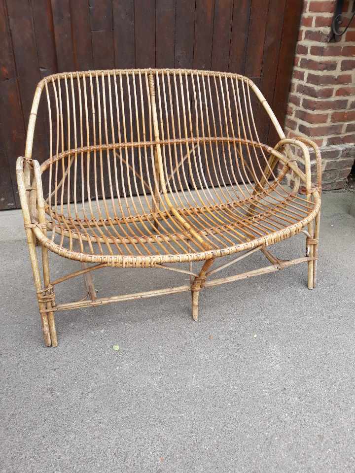 Old rattan bench