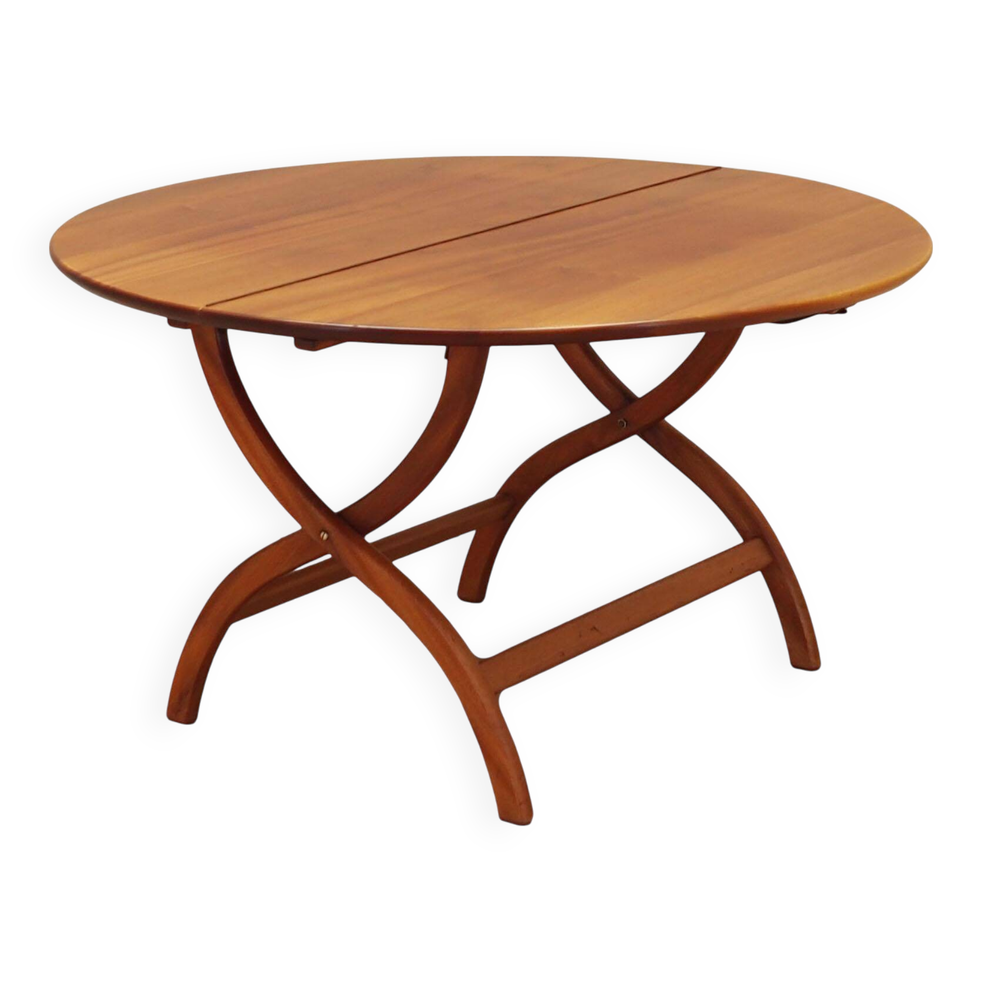Table basse ronde en acajou, design danois, années 1970, production : Danemark