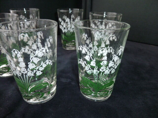 Set of 6 silkscreened cup glasses Souchon Neveusel