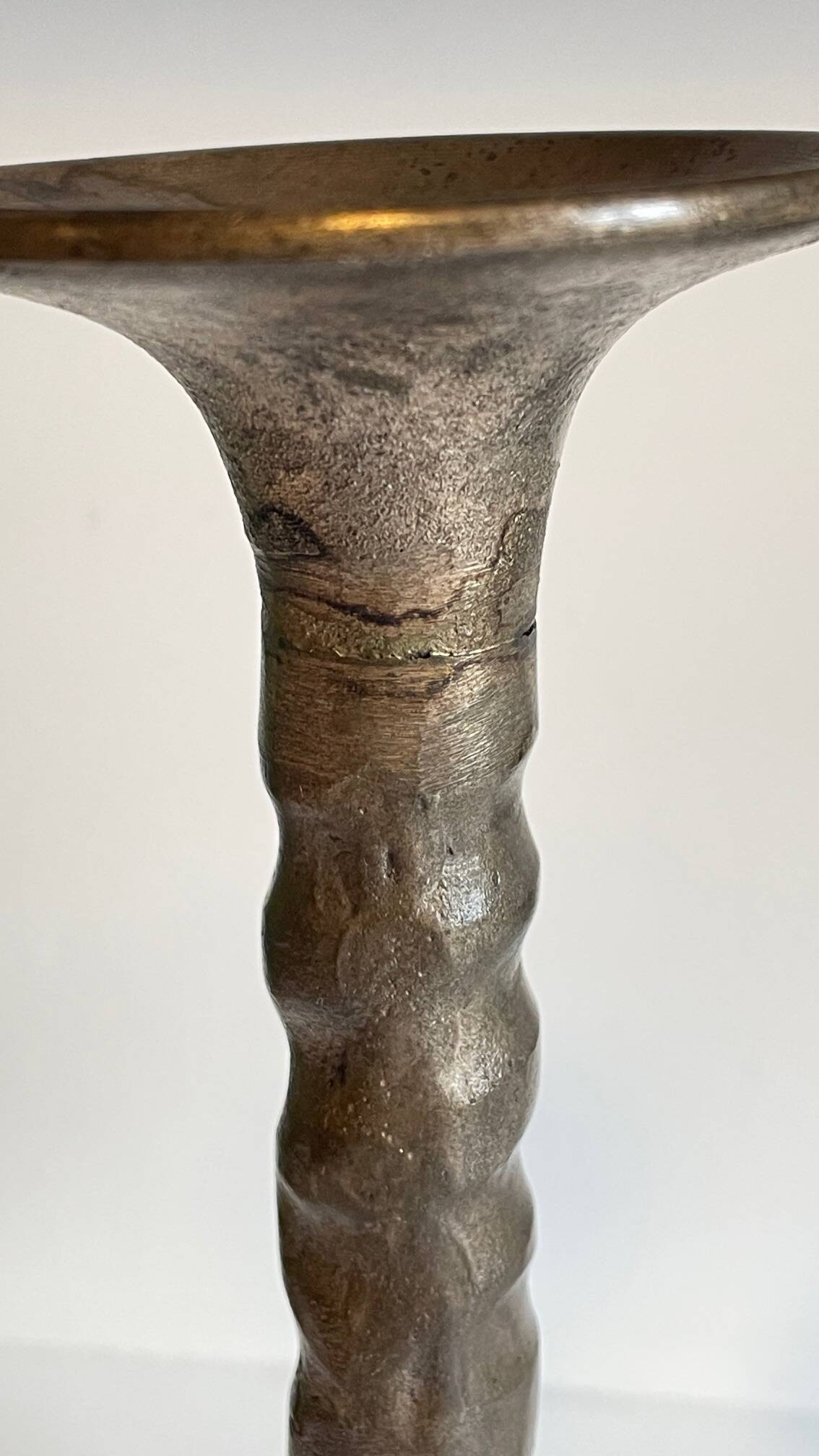 Pair of Brutalist Vintage Steel Candlesticks