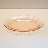 Plat en verre rose rosaline