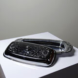 Silver-plated/inox vintage butter dish from the 1960s-1980s in Rococo style.
