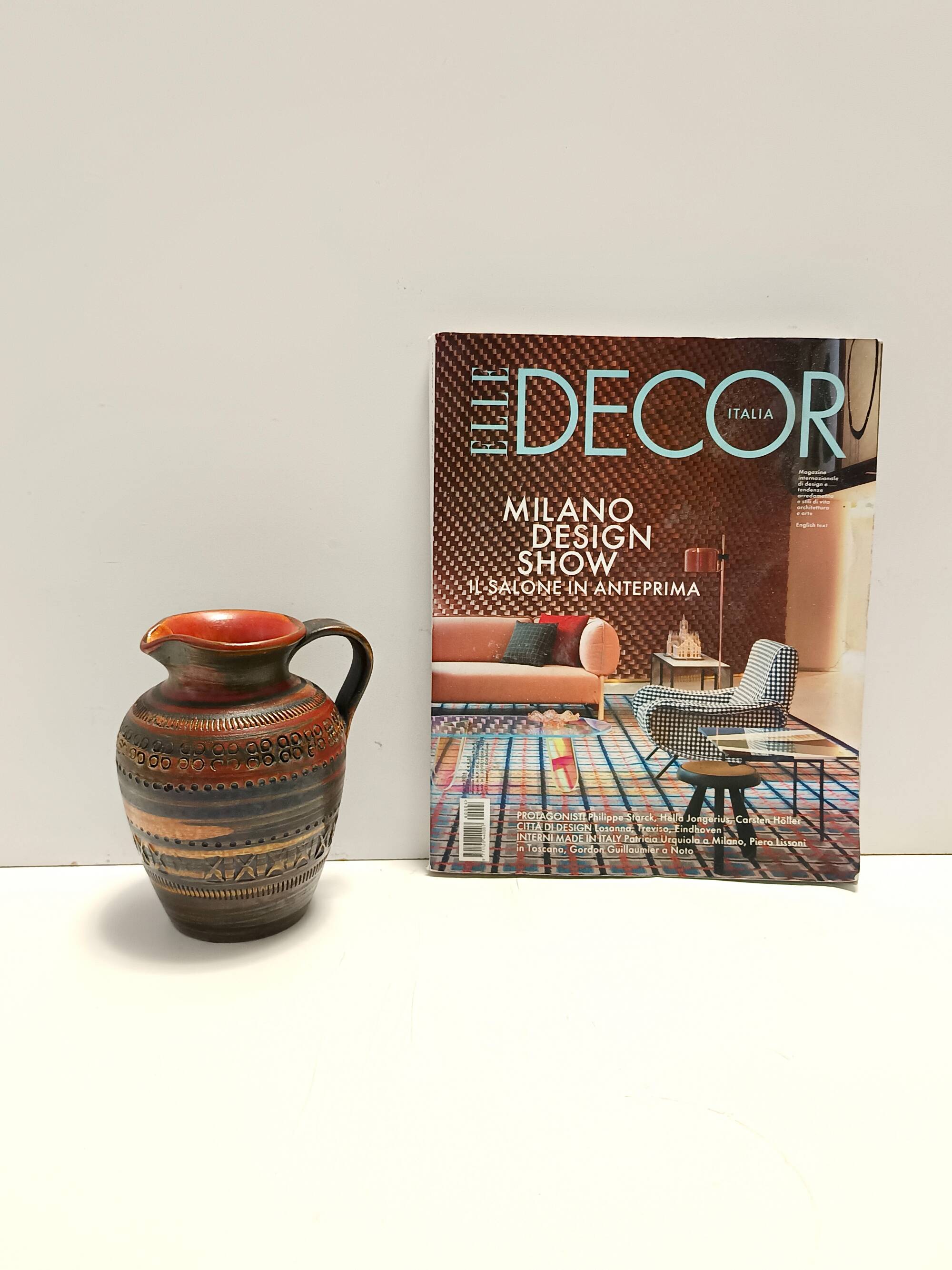 Handmade Brown Lacquered Earthenware Pitcher by Aldo Londi for Bitossi