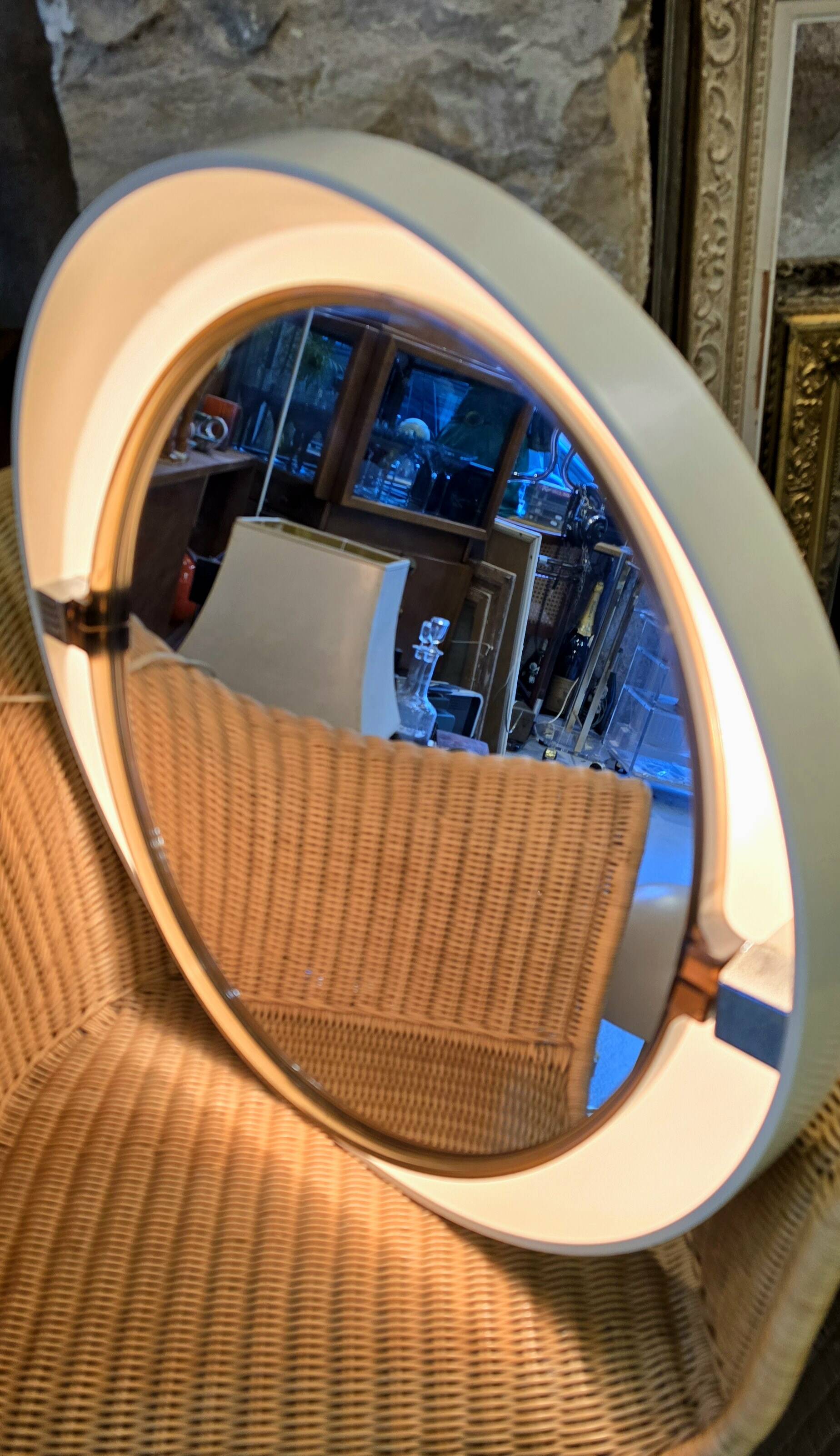 Vintage bathroom mirror allibert a41 backlit space age 1970