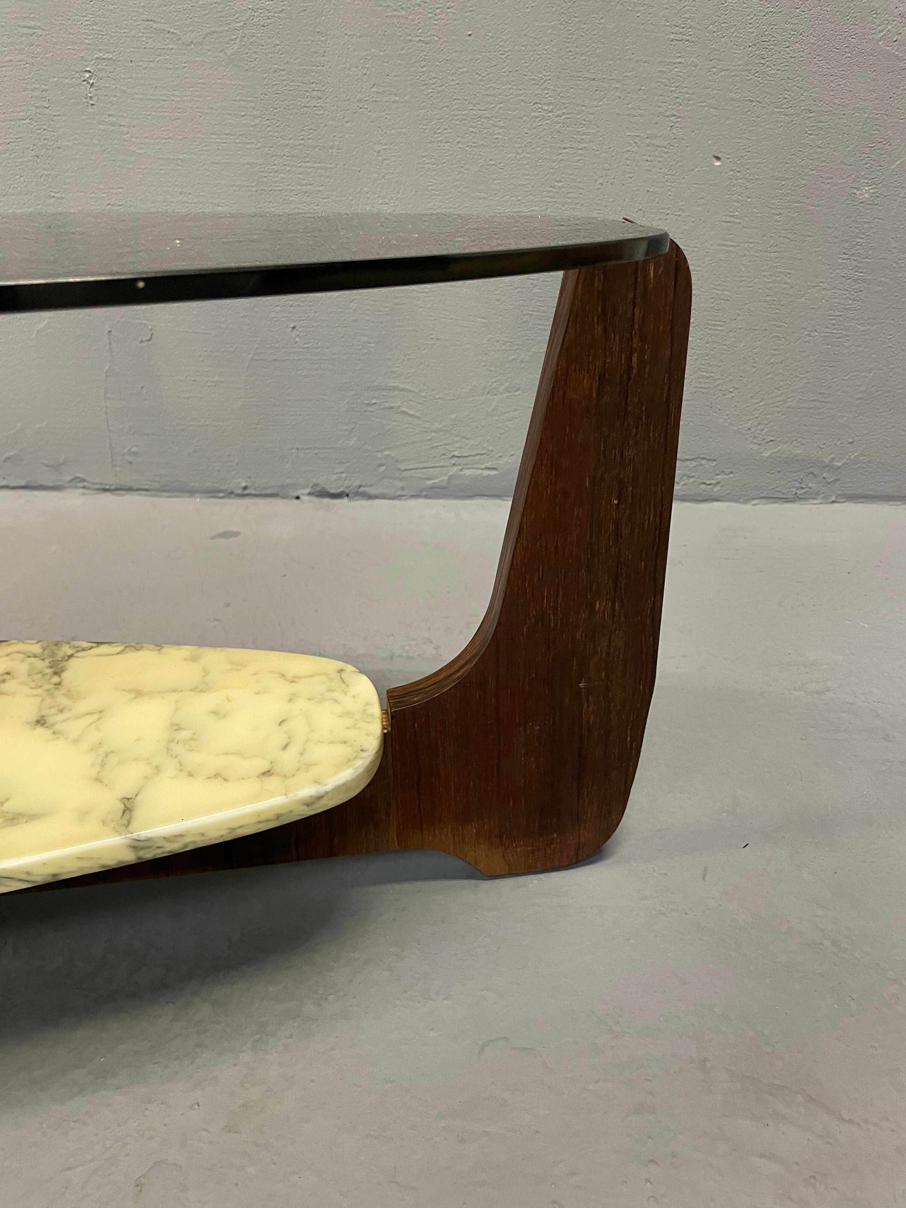 Coffee table wood and marble Hugues Poignant