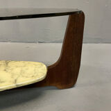 Coffee table wood and marble Hugues Poignant