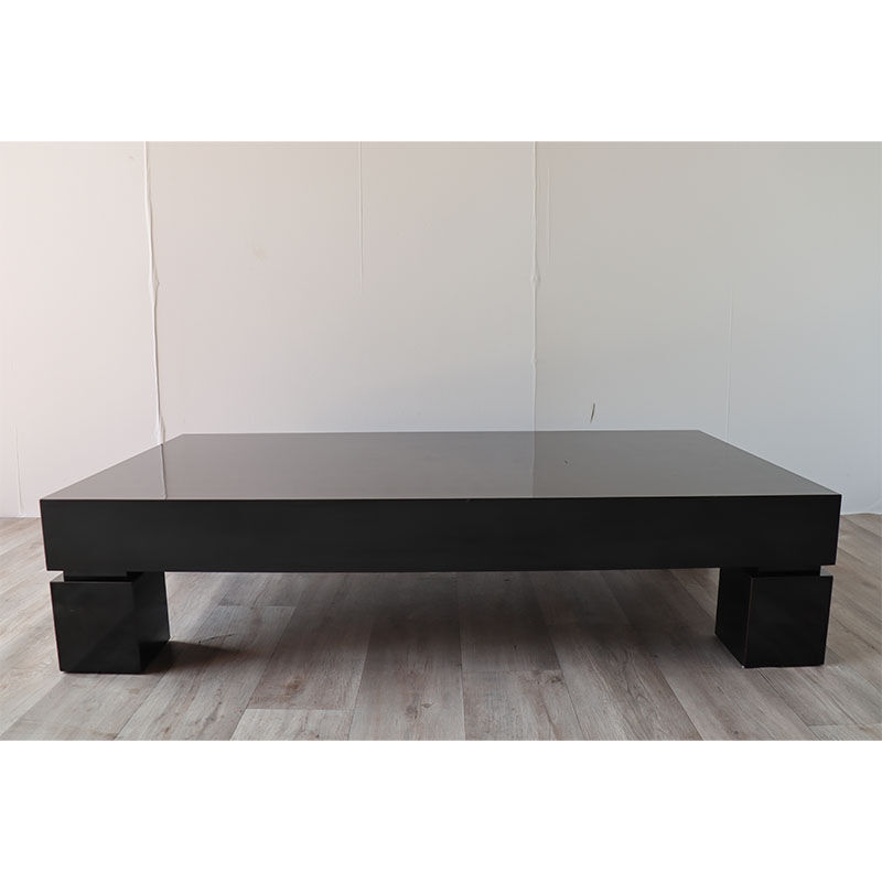 Modernist coffee table in black lacquered wood 1970