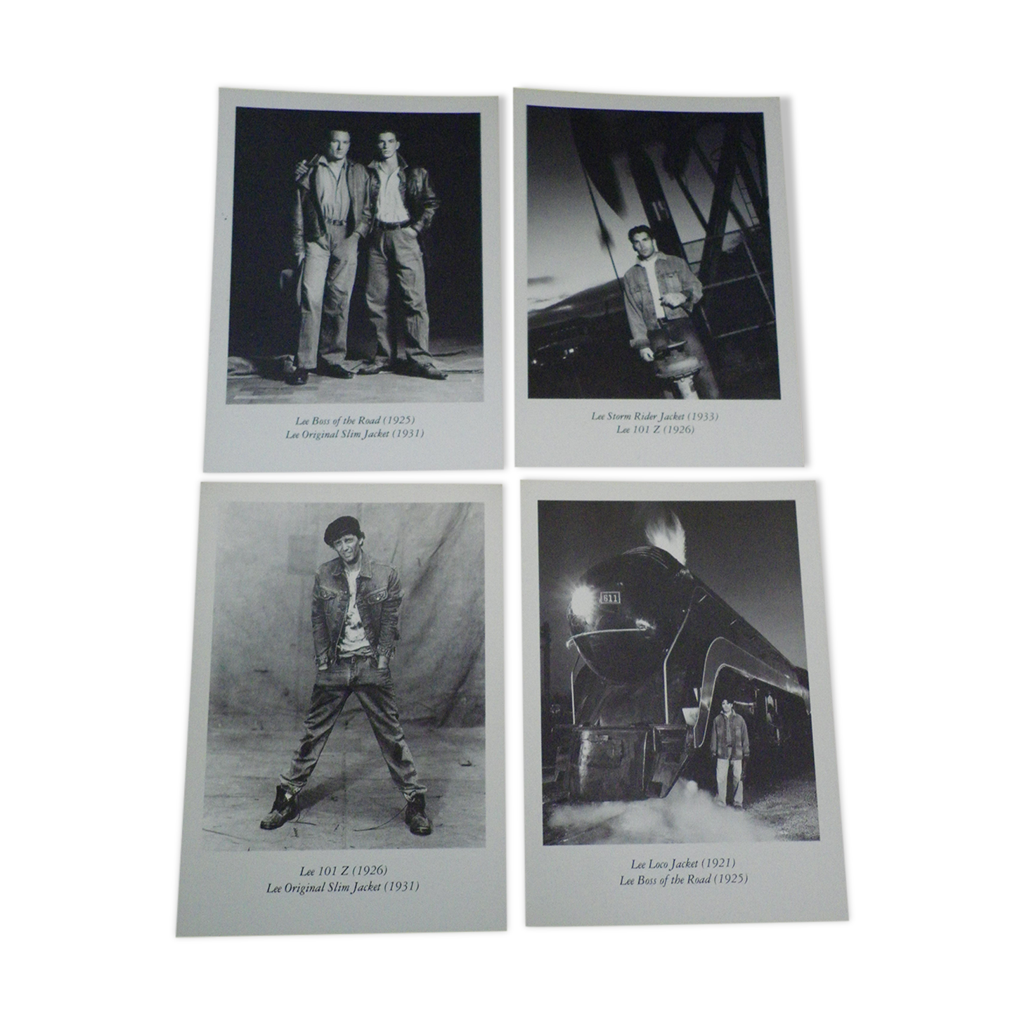 4 photographs/postcards, limited edition of 1992, in black and white