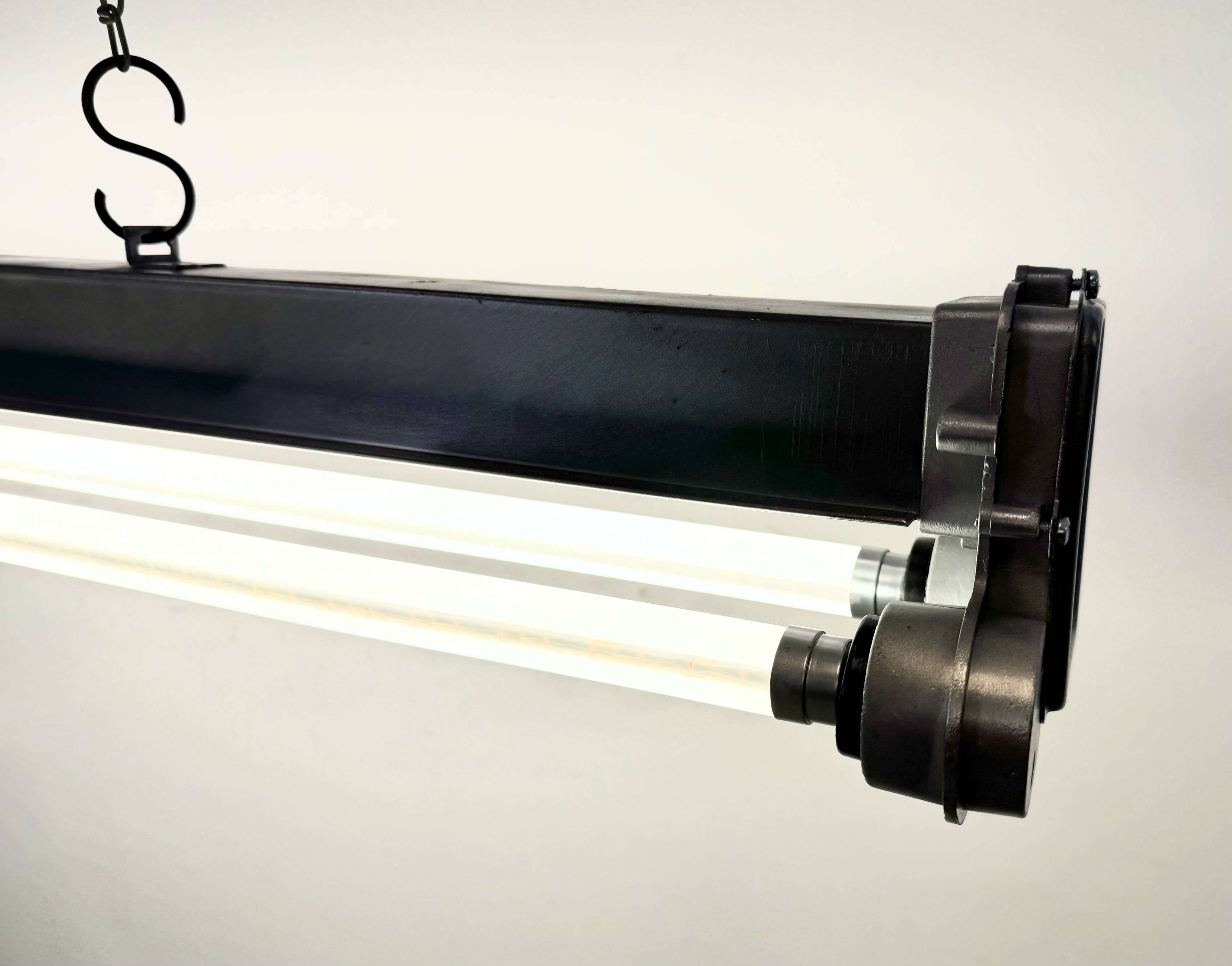 Industrial Polished  Hanging Tube Light, 1970s