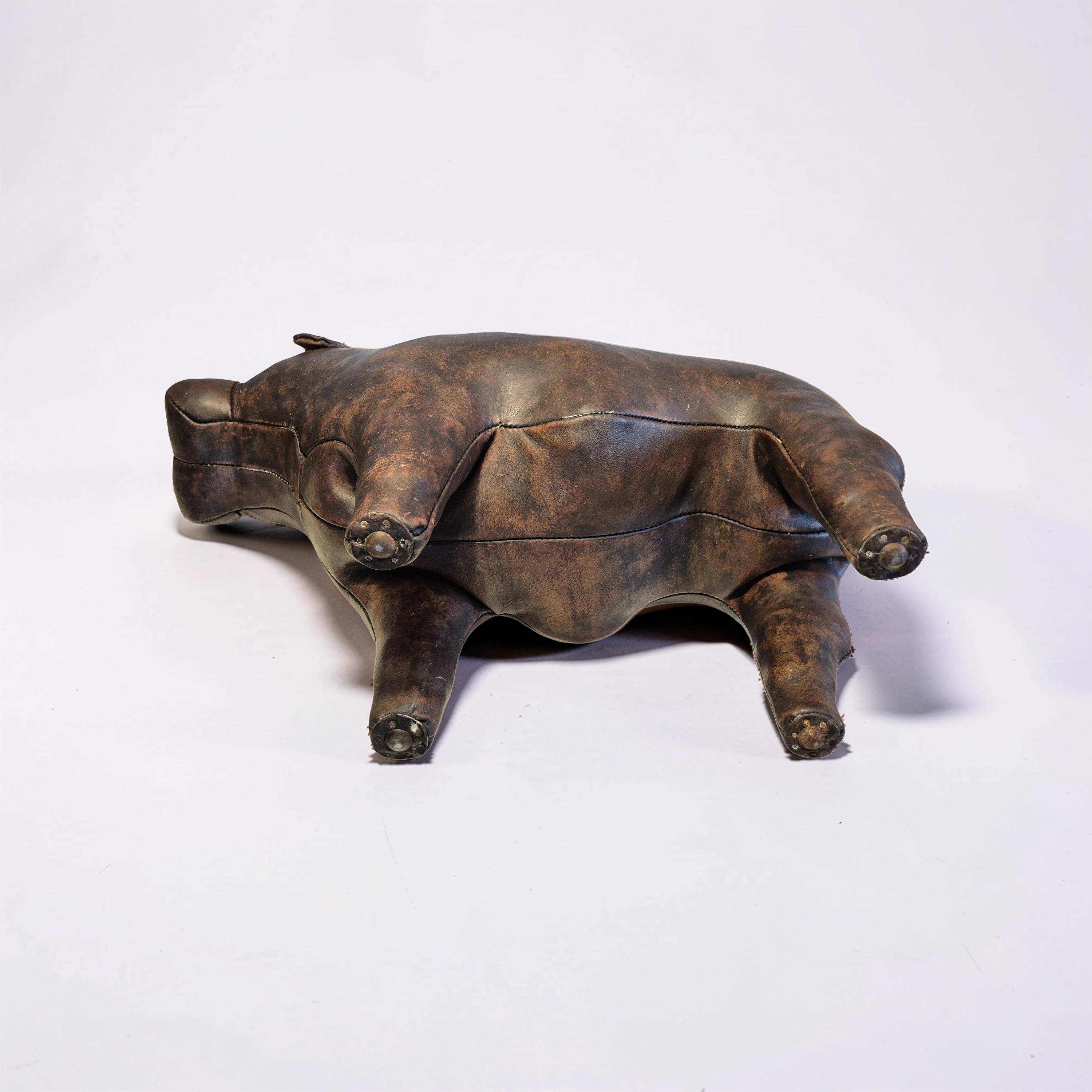 Leather Bulldog ottoman by Dimitri Omersa, England 1960s