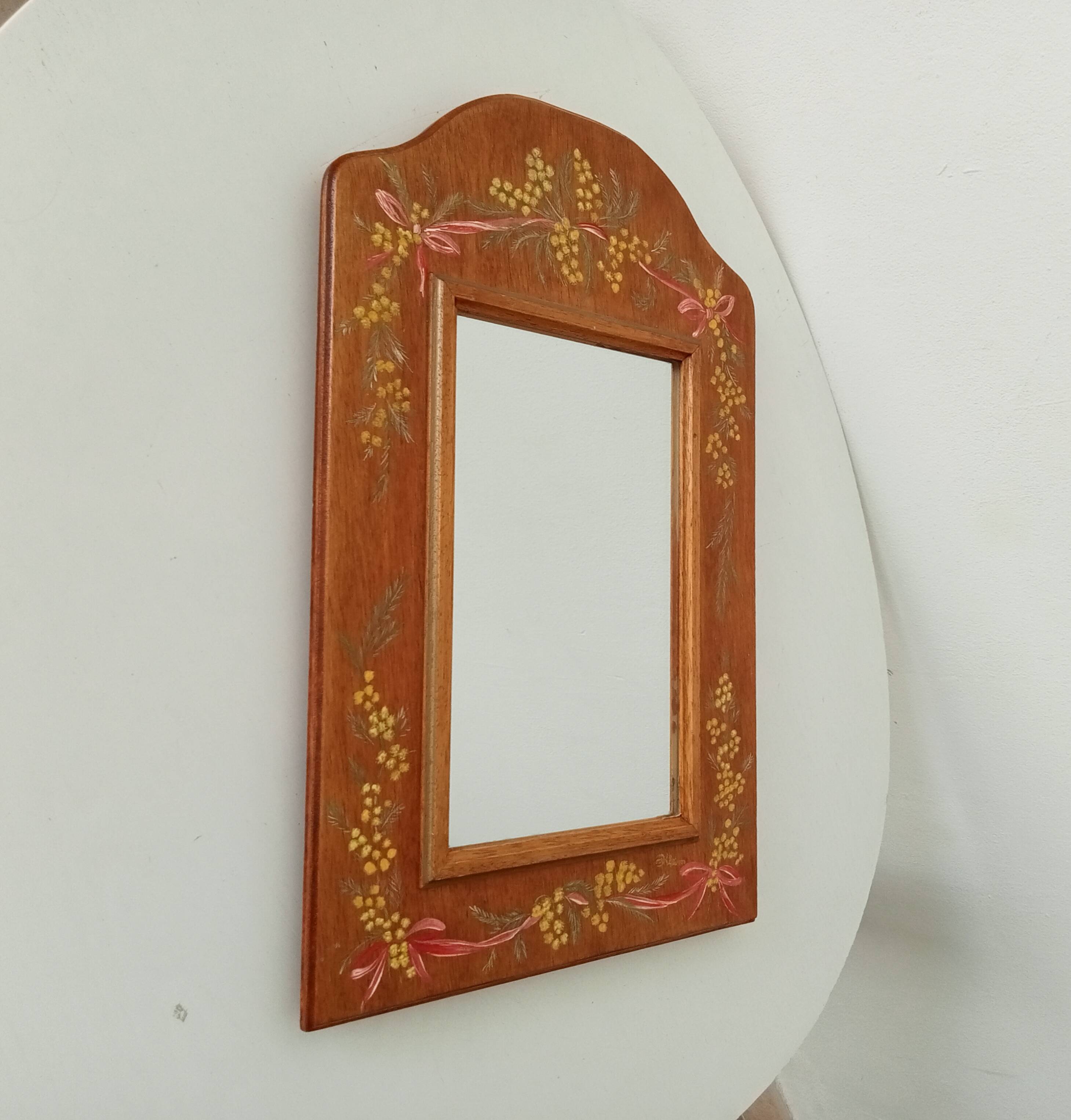 Vintage hand painted wooden mirror 46*30