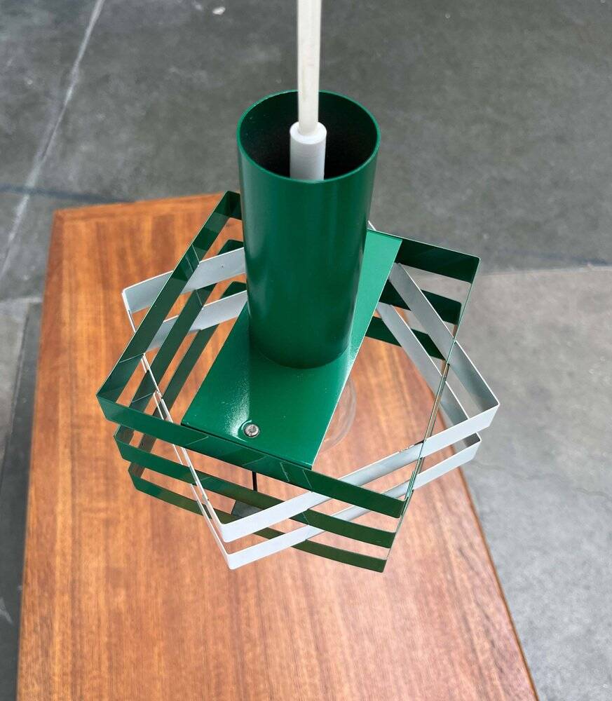 Modern metal lamella pendant lamp from the mid-century in the style of J. J. M. Hoogervorst for Anvia, 1960s.