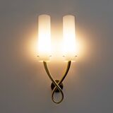 Pair of Large Brass and Murano Glass Sconces in the Style of Gio Ponti