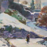 Paysage de neige impressionniste