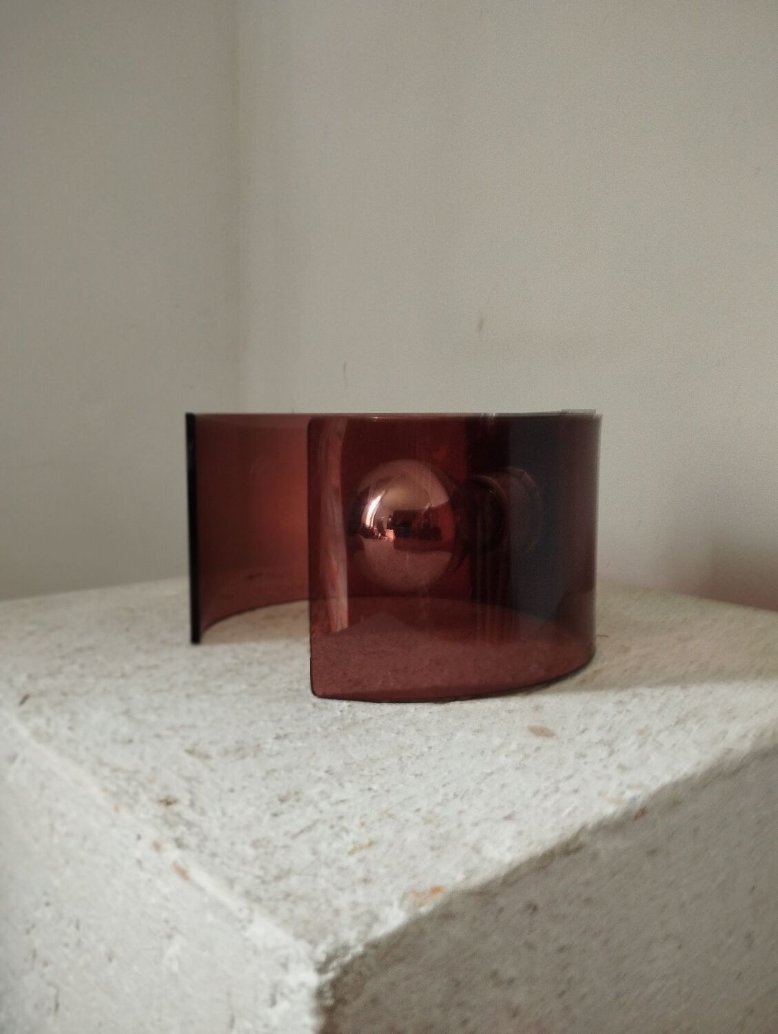 70s space age smoked plexiglass wall light.