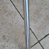 Vintage 70s table with glass and chrome legs.