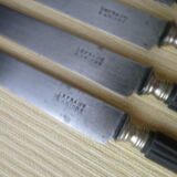 Set of 6 ancient fruit knives steel blades and blacked wooden sleeves napoleon iii