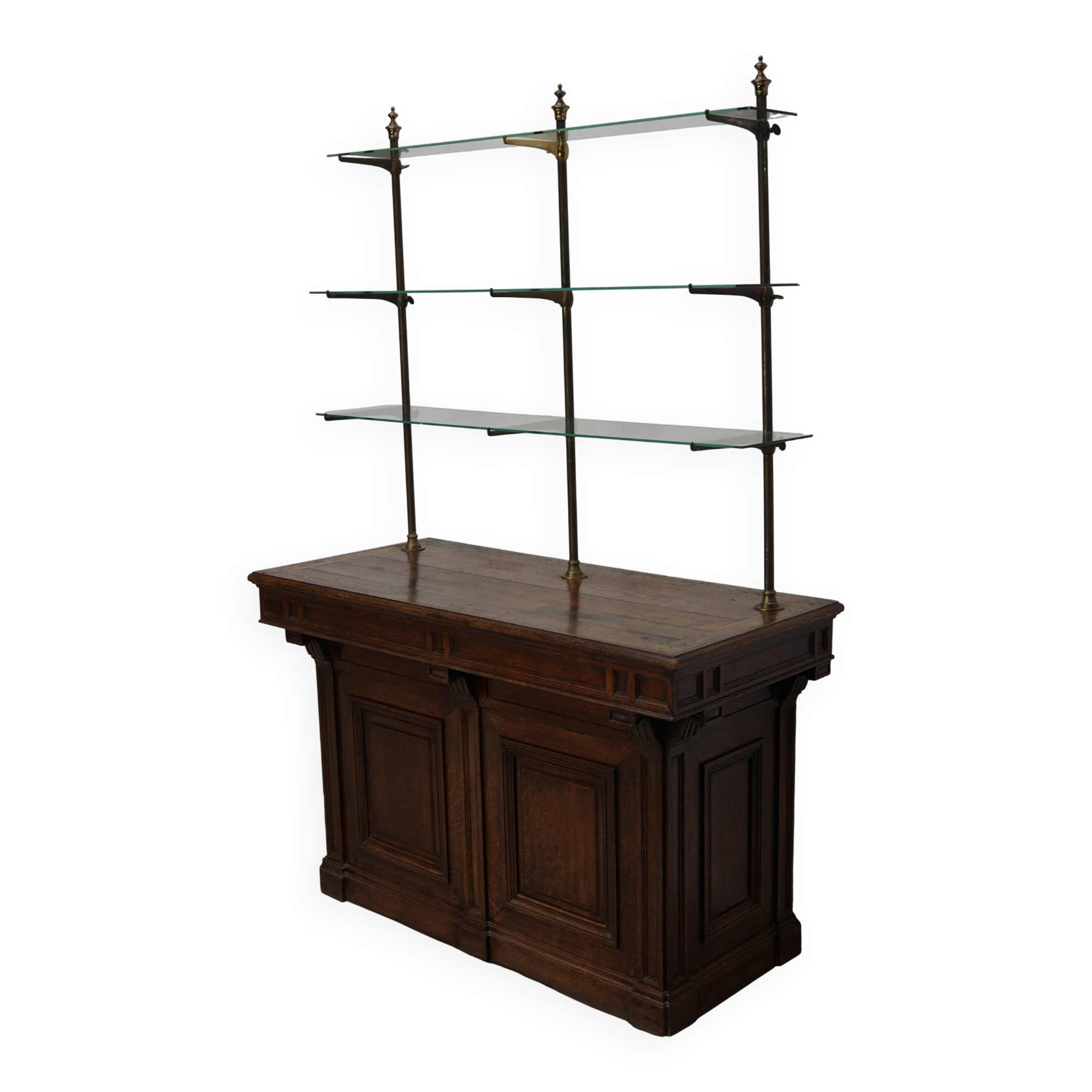 Antique French Oak Shop Counter Cabinet / Shelving Unit, 19th Century