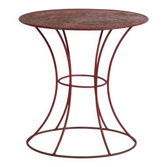 Antique painted metal table – European round industrial table – circa 1920