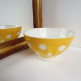 Bol jaune à pois blanc Sarreguemines