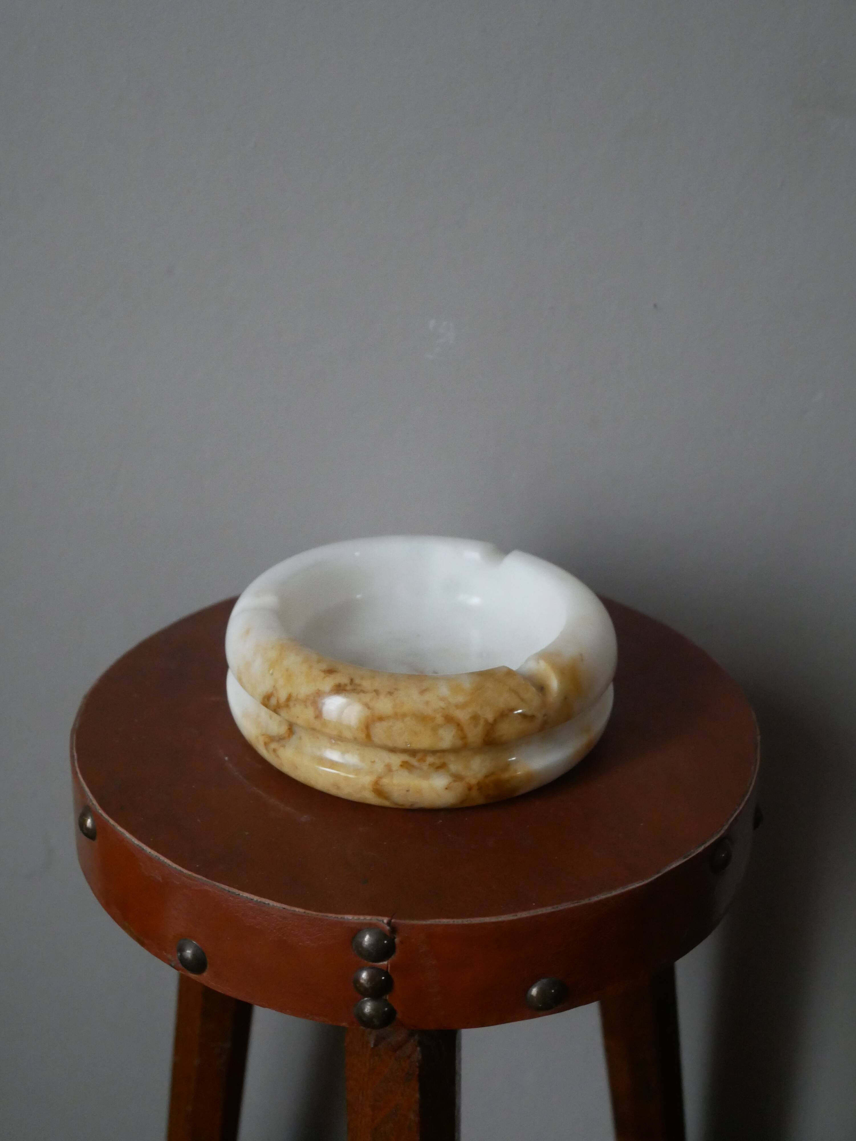 Vintage mineral stone ashtray, handcrafted country decoration