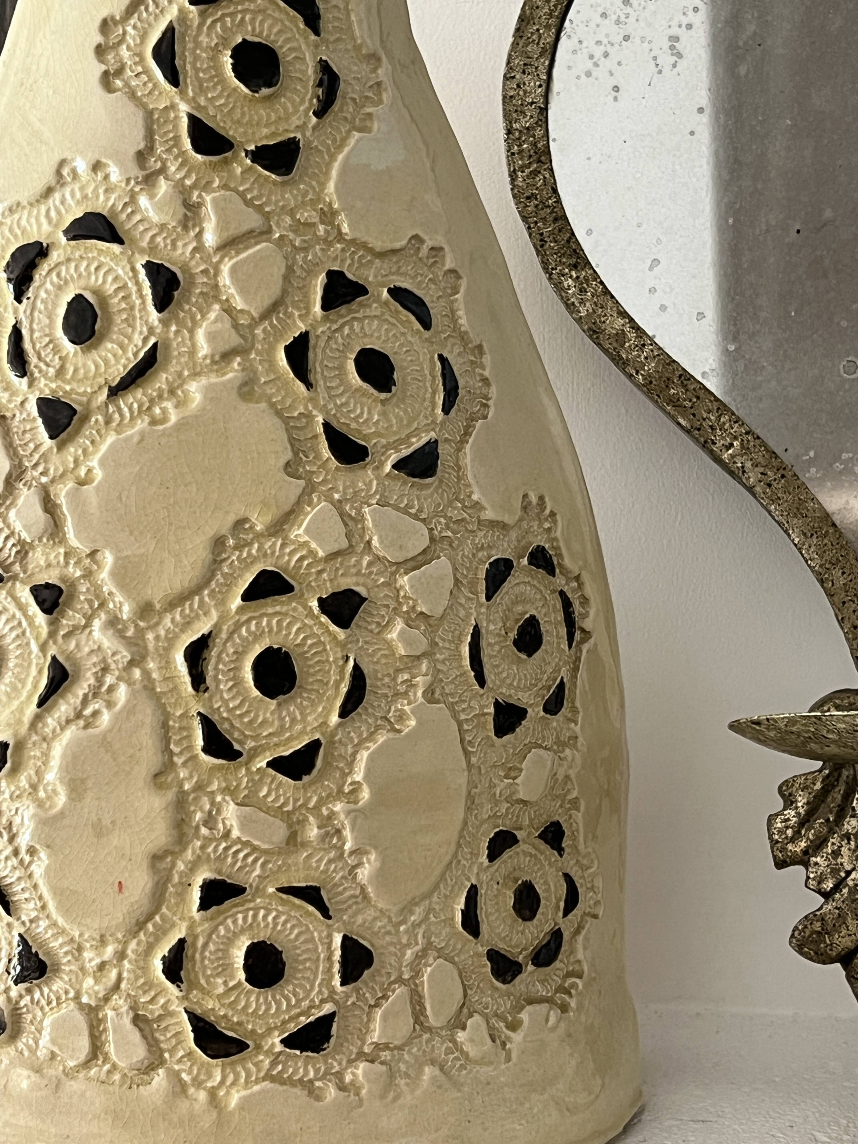 Handmade ceramic vase signed - vintage 20th century