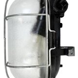 Industrial brown bakelite wall light with frosted glass, 1960s